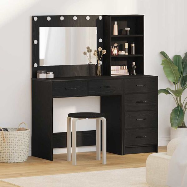 vidaXL Tavolo da Trucco Nero 78.5 x 41 x 135 cm Legno multistrato