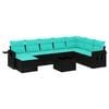 vidaXL Set Divani da Giardino 9 pz con Cuscini Nero in Polyrattan