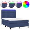 vidaXL Letto a Molle con Materasso e LED Blu 140x200 cm in Tessuto