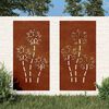 vidaXL Decorazioni Muro da Giardino 2pz 105x55 cm Fiore Acciaio Corten