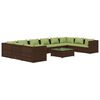 vidaXL Set Divani da Giardino 11 pz con Cuscini in Polyrattan Marrone