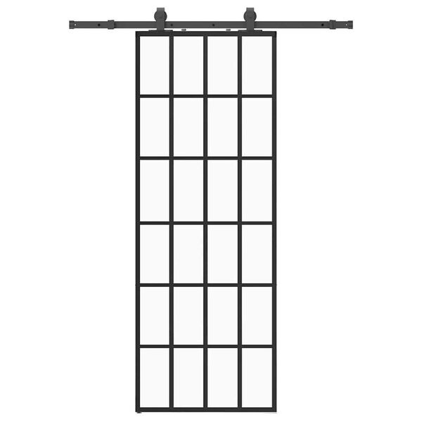 vidaXL Porta Scorrevole con Ferramenta Nera 76x205 cm in Vetro ESG