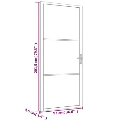 vidaXL Porta Interna 93x201,5 cm Nera in Vetro ESG e Alluminio