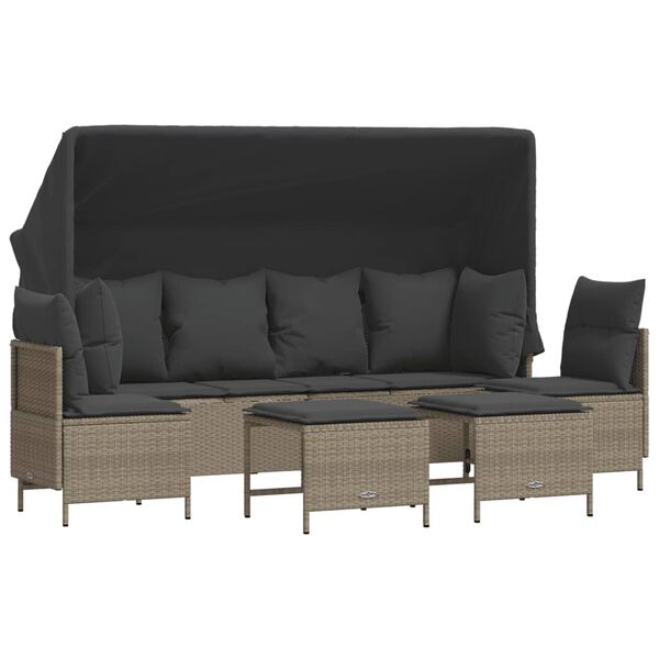vidaXL Set Divano da Giardino 5pz con Cuscini Grigio Chiaro Polyrattan