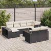 vidaXL Set Divani da Giardino 11 pz con Cuscini in Polyrattan Nero
