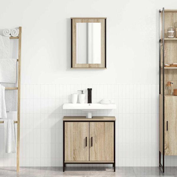 vidaXL Set di mobili per il bagno 2 pcs Marrone Legno multistrato