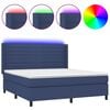 vidaXL Letto a Molle con Materasso e LED Blu 180x200 cm in Tessuto