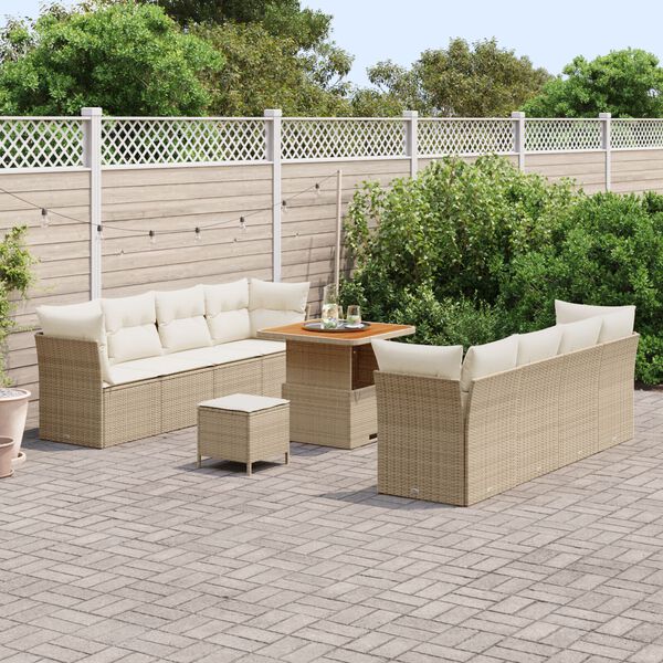 vidaXL Set Divano da Giardino con cuscino 11 pcs beige e panna