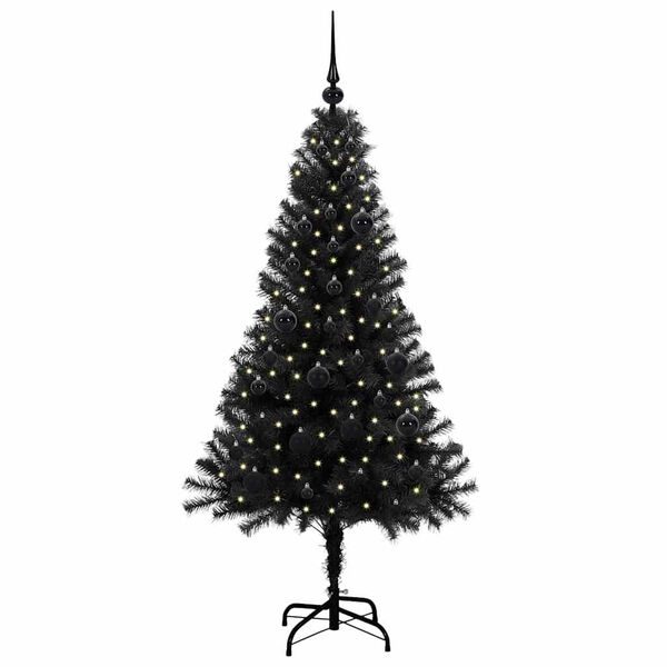 vidaXL Albero di Natale con 150 LED con supporto Nero 150 cm PVC
