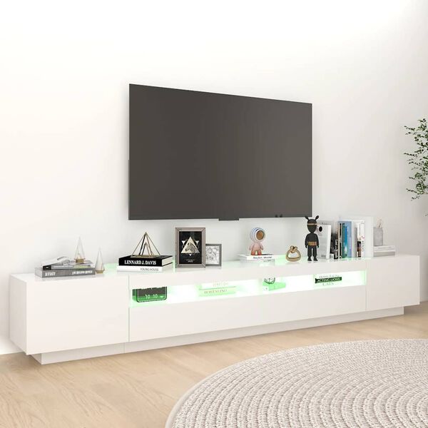 vidaXL Mobile Porta TV con Luci LED Bianco 260x35x40 cm