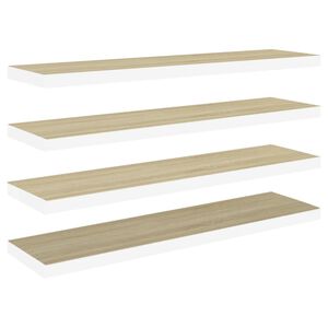 vidaXL Scaffali a Parete 4 pz Rovere e Bianco 90x23,5x3,8 cm in MDF