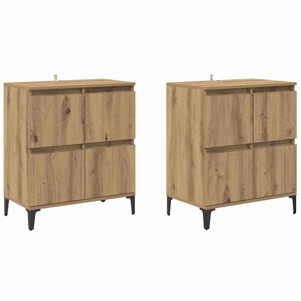 vidaXL Sideboards 2 pcs Rovere artigianale 60 x 35 x 70 cm