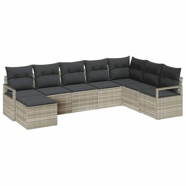 vidaXL Set di divani con cuscino 7 pcs Grigio chiaro polyrattan