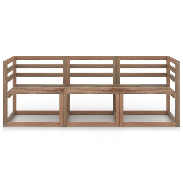 vidaXL Set Divano Pallet da Giardino 3pz Legno Pino Impregnato Marrone
