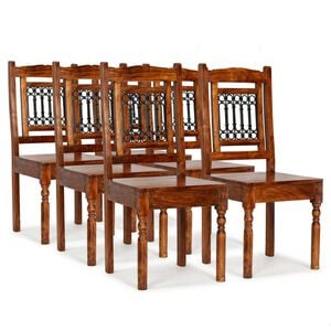 vidaXL Sedie da Pranzo 6 pz in Legno Massello Classiche