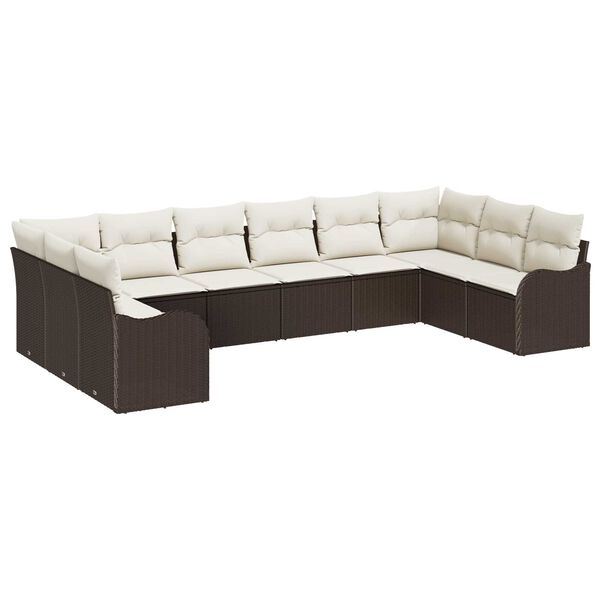 vidaXL Set Divano da Giardino Marrone polyrattan