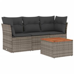 vidaXL Set Divani da Giardino 4 pz con Cuscini in Polyrattan Grigio