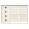 vidaXL Credenza Cassetti VIGO 113x40x75 cm Legno Massello Pino Bianco