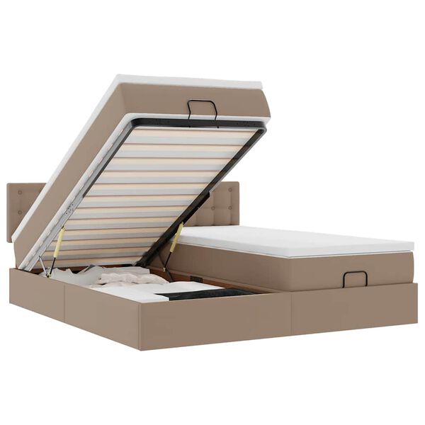 vidaXL Struttura Letto Pouf con Materassi 180x200 cm Similpelle