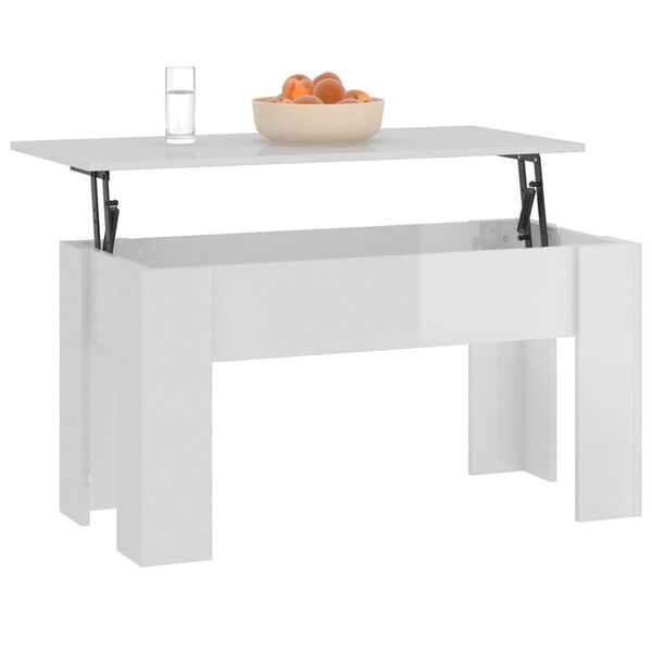vidaXL Tavolino Salotto Bianco Lucido 101x49x52 cm Legno Multistrato