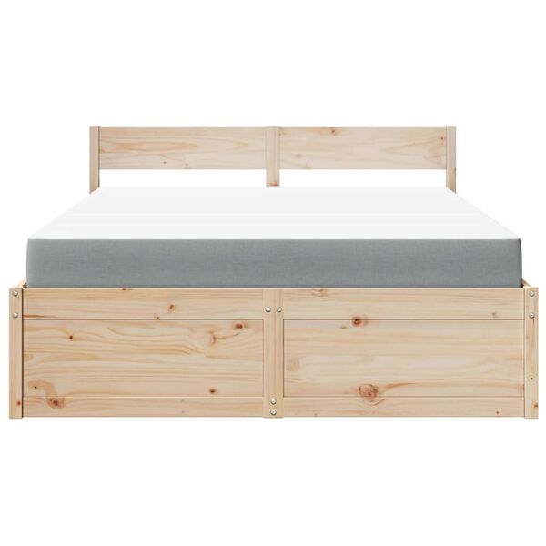 vidaXL Letto con Cassetti e Materasso 140x200 cm Legno Massello Pino