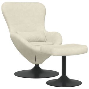 vidaXL Sedia Egg con Pouf Crema Velluto