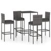 vidaXL Set da Bar da Giardino 5 pz con Cuscini in Polyrattan Grigio