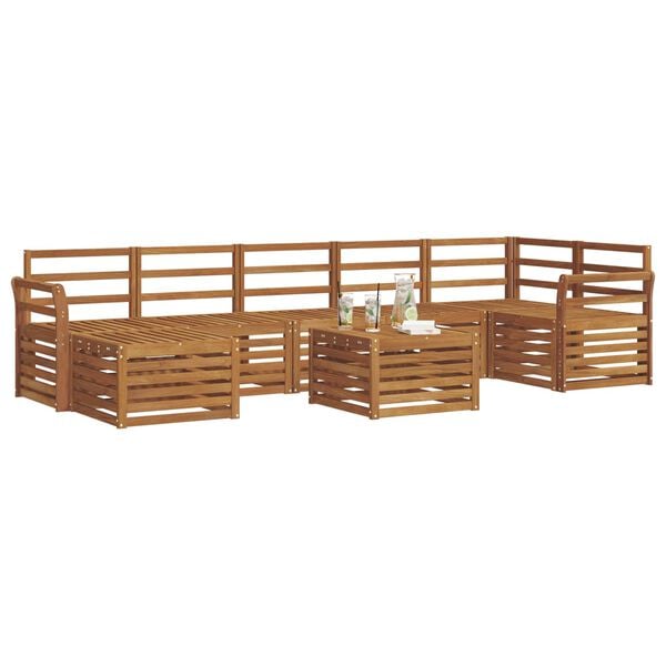 vidaXL Set divani 8 pcs Naturale Legno di Acacia Massello