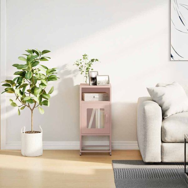 vidaXL Comodino Rosa 36x39x78 cm in Acciaio Laminato a Freddo