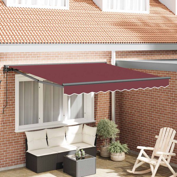 vidaXL Tenda Retrattile Borgogna 300 x 250 cm Alluminio e Tessuto