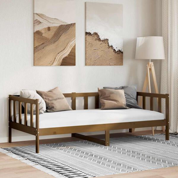 vidaXL Dormeuse Marrone Ambra in Legno Massello di Pino 90x200 cm