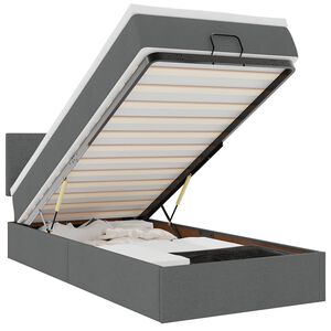 vidaXL Pouf Letto con Materasso Grigio Scuro 90x200 cm in Tessuto