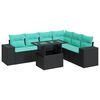 vidaXL Set Divani Giardino 7pz con Cuscini Nero in Polyrattan Acacia
