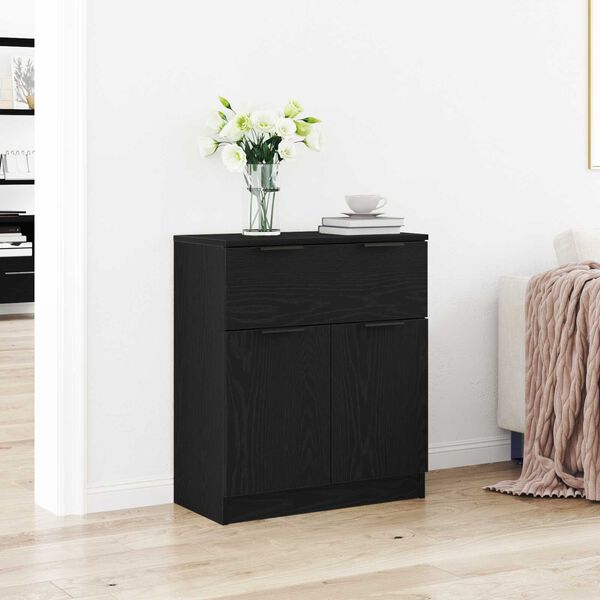 vidaXL Credenza Rovere Nero 60 x 30 x 70 cm Legno multistrato