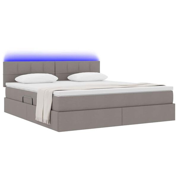 vidaXL Letto con contenitore e LED con led Talpa 180 x 200 cm Tessuto