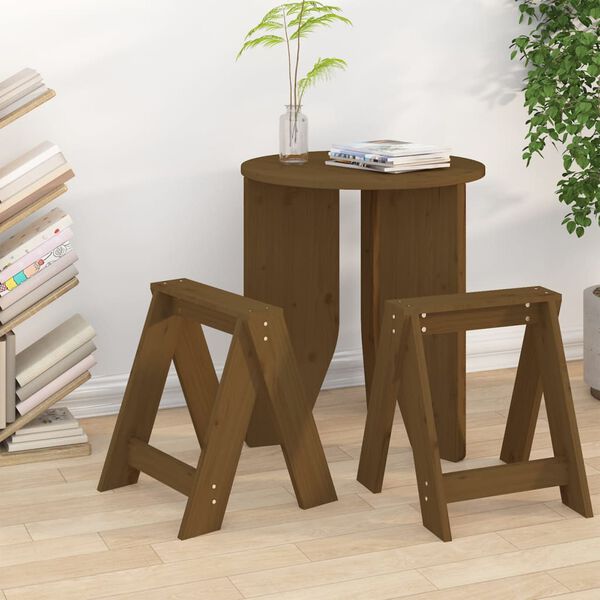 vidaXL Sgabelli 2 pz Marrone Ambra 40x40x45 cm Legno Massello di Pino