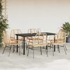 vidaXL Set Pranzo da Giardino 7pz Marrone Polyrattan Vetro