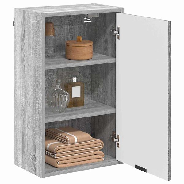 vidaXL Mobile da Bagno con porta Grigio Sonoma 39 x 23,5 x 65 cm