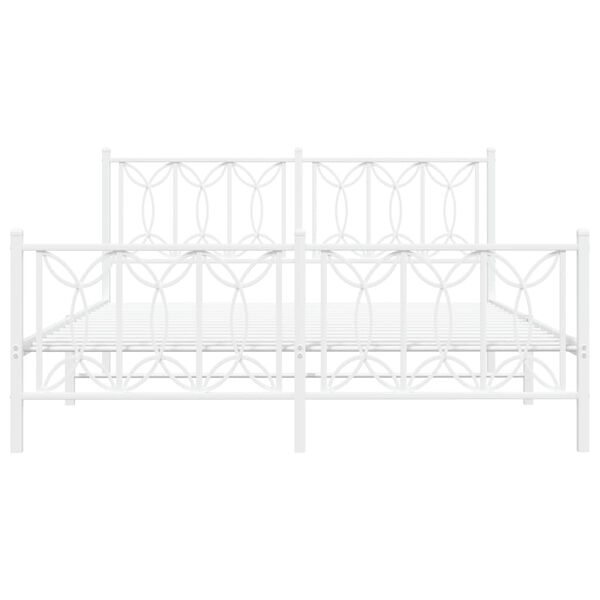 vidaXL Giroletto con Testiera e Pediera Metallo Bianco 150x200 cm