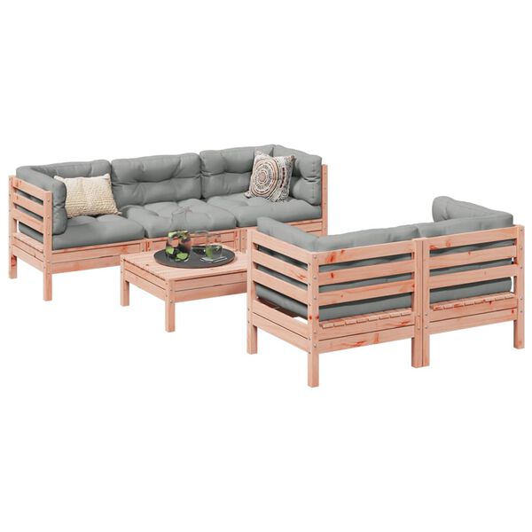 vidaXL Set Divani Giardino 6 pz Cuscini Legno Massello Abete Douglas