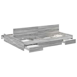 vidaXL Struttura letto con contenitore Grigio Sonoma 135 x 190 cm