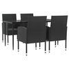vidaXL Set da Pranzo da Giardino 5 pz Nero in Polyrattan e Acciaio