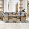 vidaXL Set Divano da Giardino con cuscino 10 pcs Beige Poly Rattan