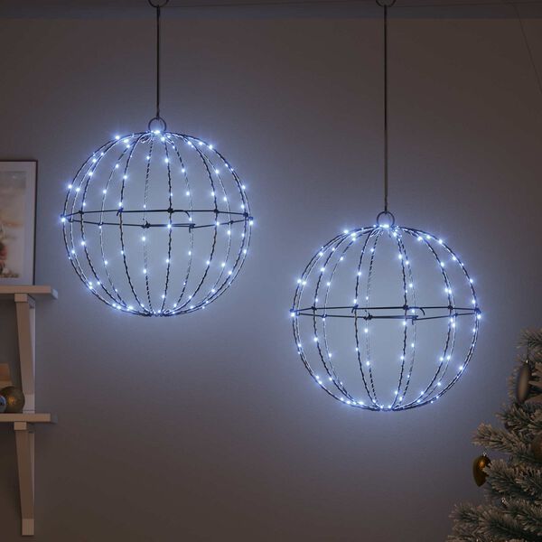 vidaXL Palla 2 pcs Bianco freddo 40,5 x 40,5 x 42 cm Metallo