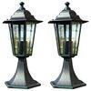 vidaXL Lampioni da Giardino 2 pz Verde Scuro/Nero in Alluminio