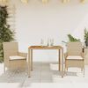 vidaXL Set Pranzo da Giardino 3 pz con Cuscini Beige Polyrattan Acacia