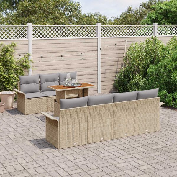 vidaXL Set Divano da Giardino con cuscino 8 pcs beige e grigio chiaro