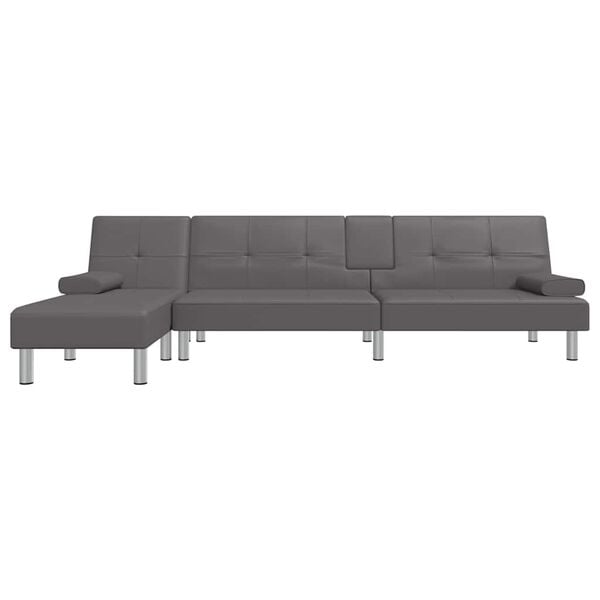 vidaXL Divano Letto a L Grigio 255x140x70 cm in Similpelle