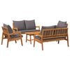 vidaXL Set bistrot con cuscino 5 pcs Marrone Legno di Acacia Massello