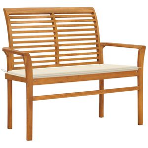 vidaXL Panca da Giardino con Cuscino Crema 112 cm in Legno di Teak